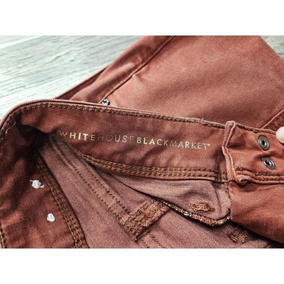 White House Black Market Womens Size 0 Short Skinny Ankle High Rise Red Jeans - Picture 6 of 12